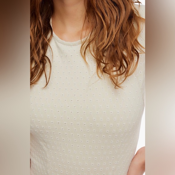 Free People Elegant Cream eyelet embroidered open back Dress - Picture 4 of 5